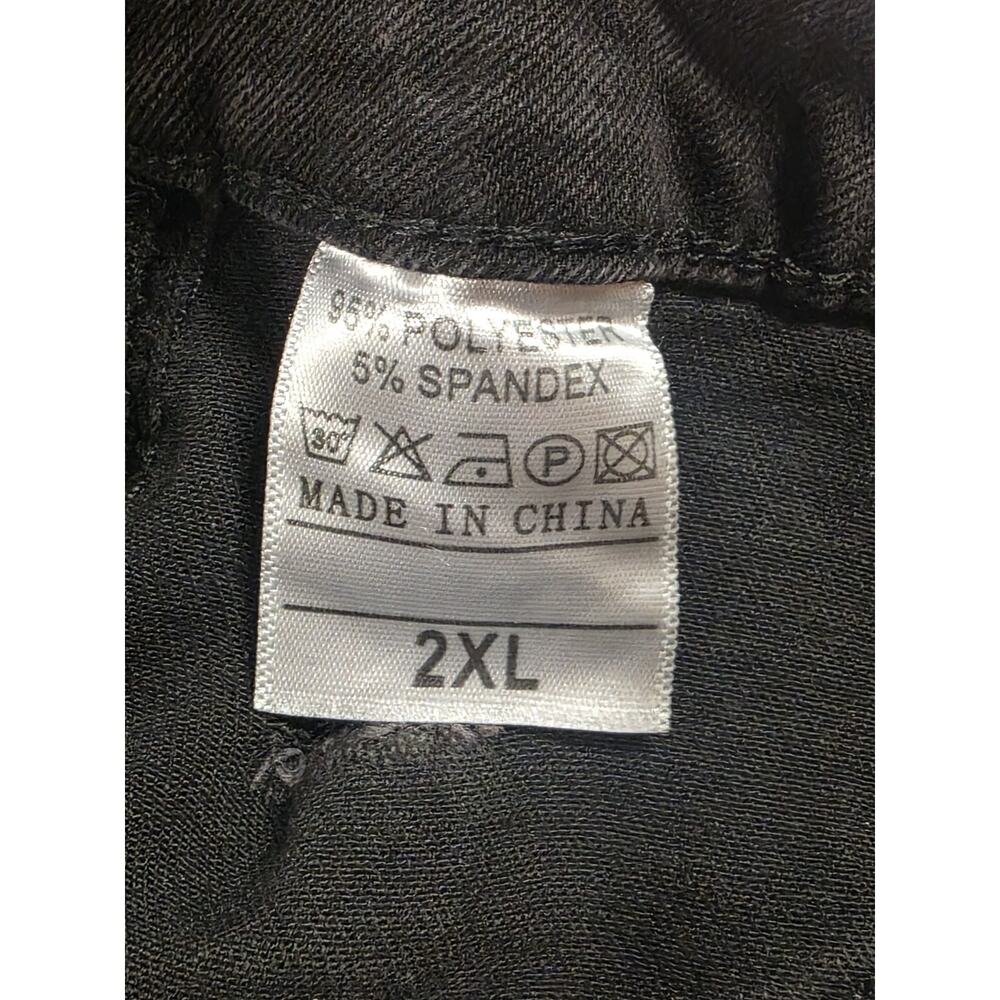 Sheng Fan Womens 2XL Black Distressed Flare Pants Stretch Bell Bottom NWT - Picture 6 of 6